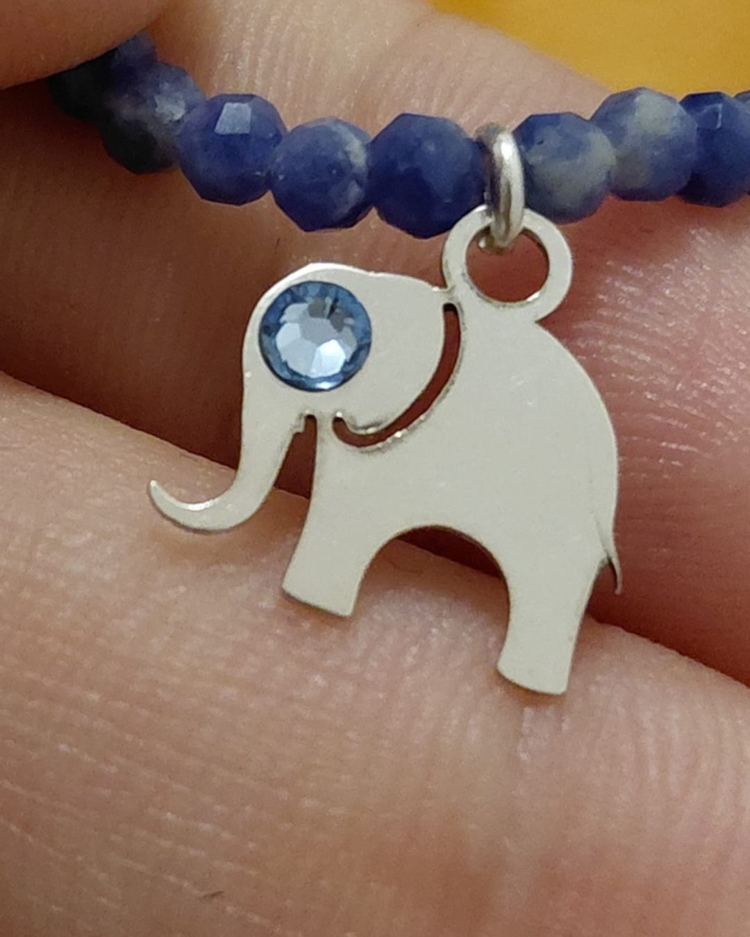 Tobillera Sodalita y Elefante de Plata