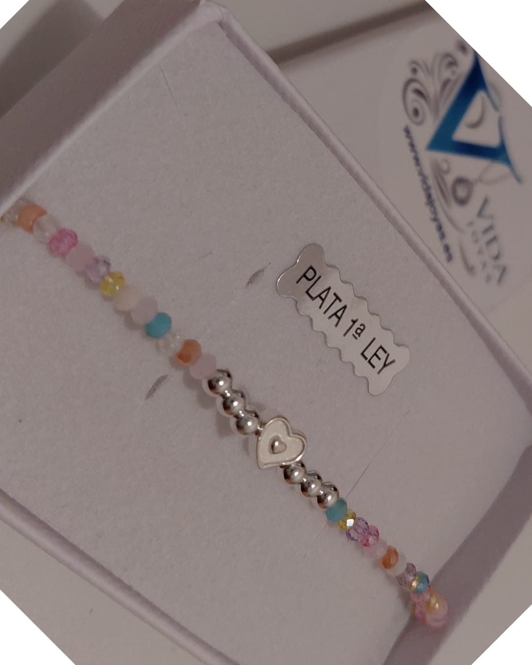 Pulsera Corazón Arcoíris de Cristales Facetados