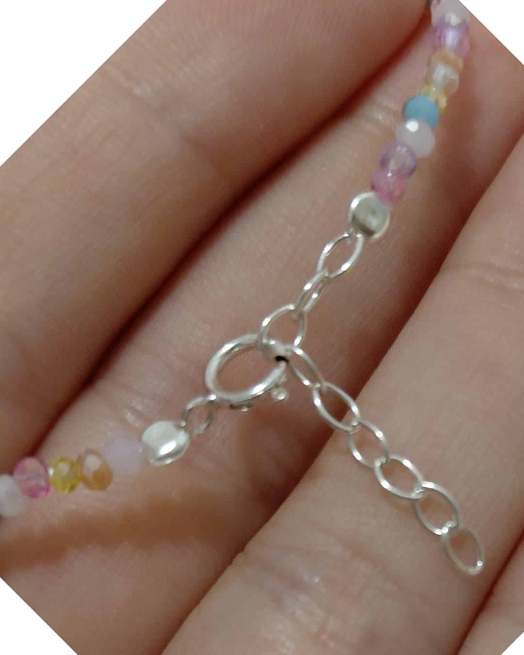 Pulsera Corazón Arcoíris de Cristales Facetados