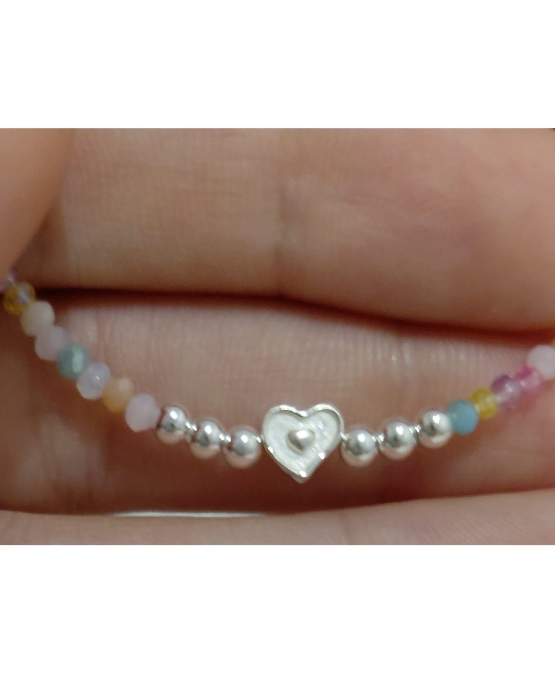 Pulsera Corazón Arcoíris de Cristales Facetados