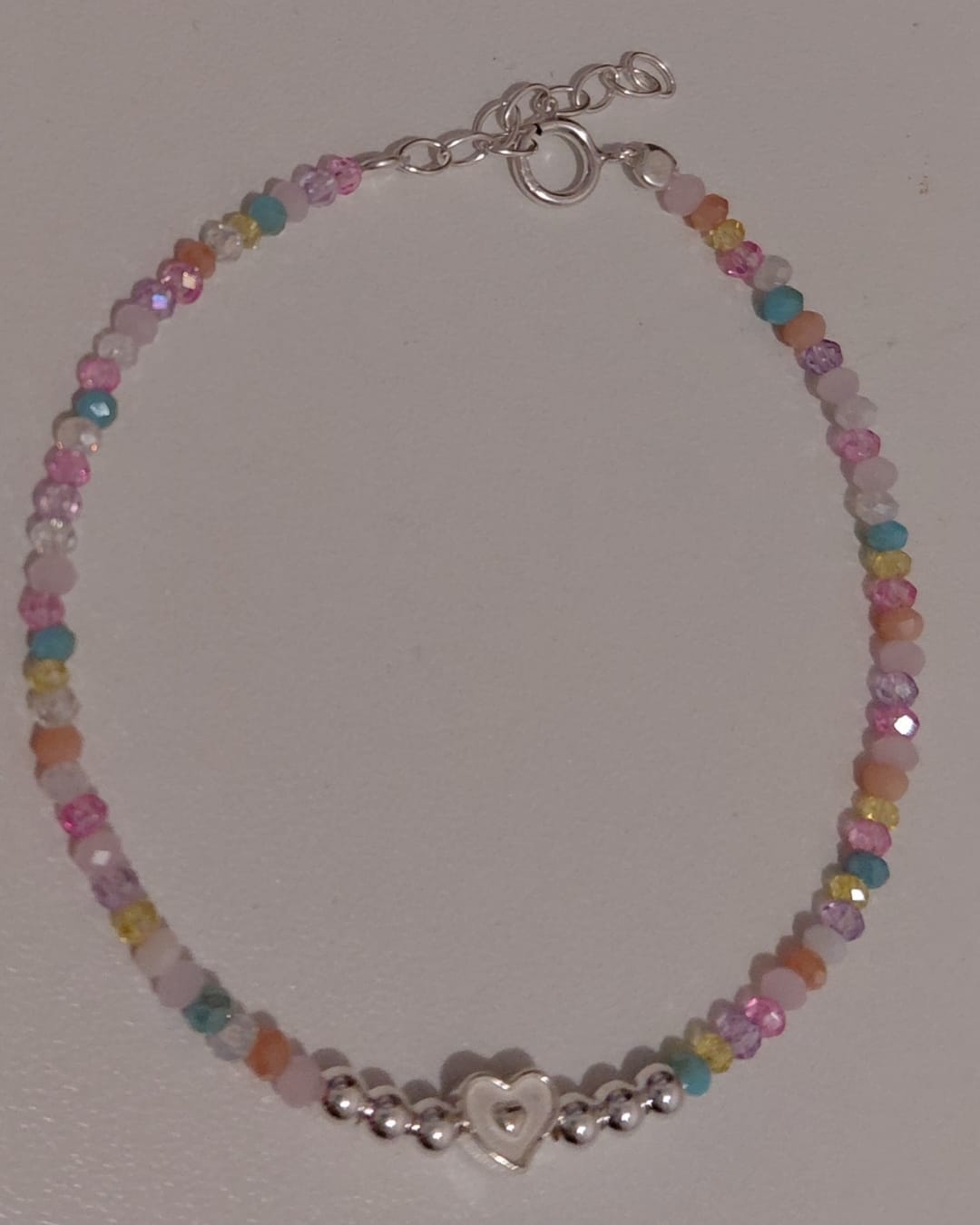 Pulsera Corazón Arcoíris de Cristales Facetados