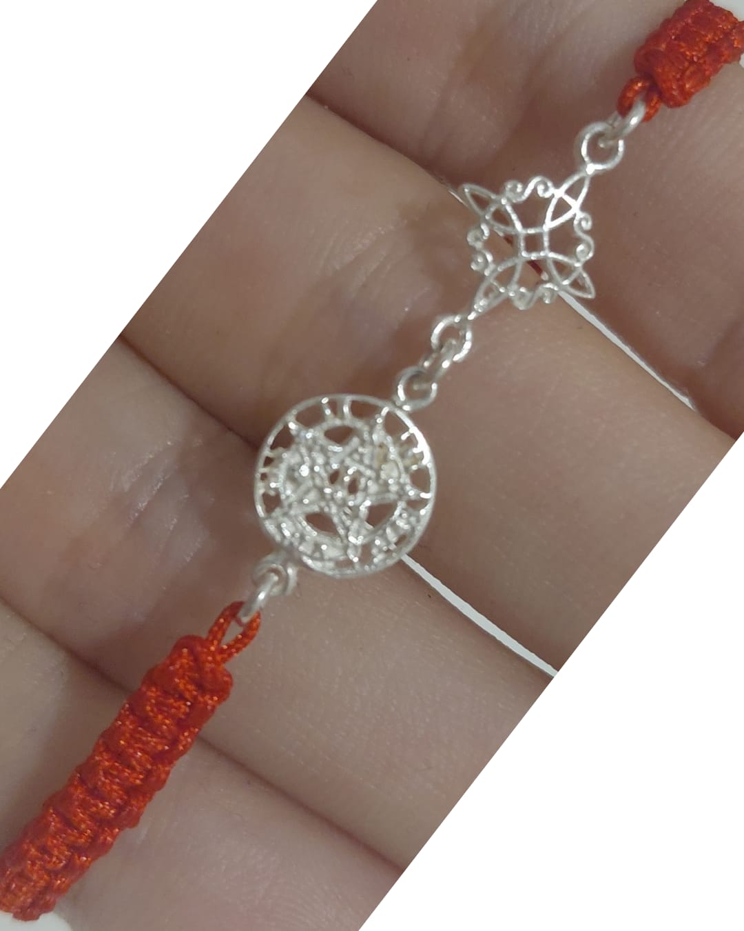 Pulsera Doble Protección Nudo de Bruja y Tetragramatón Macramé